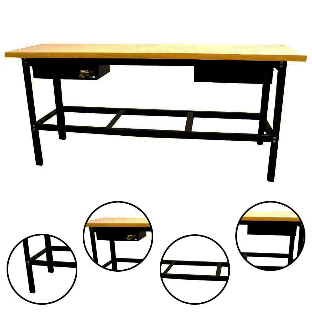 Bancada com 2 Gavetas 200x60x90 CM Desmontável para Oficina BME-2000 EVALD