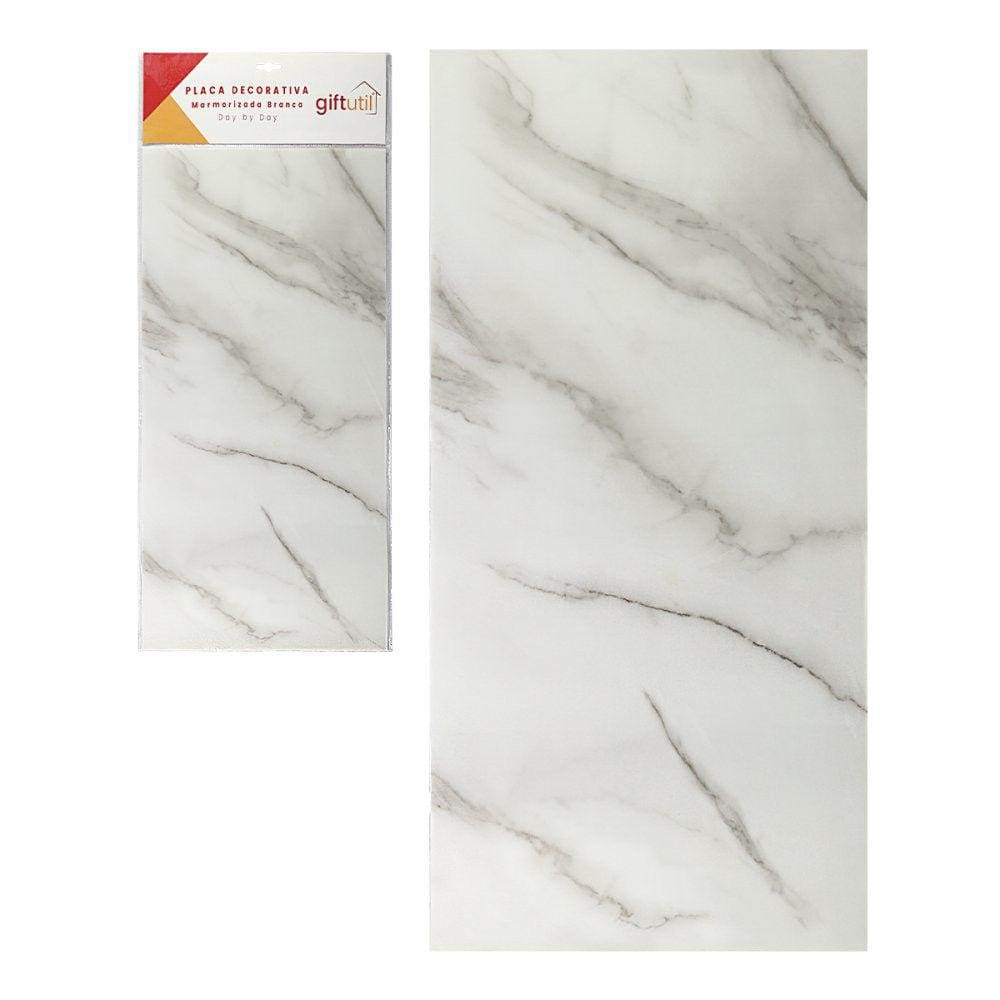 Placa Decorativa Papel de Parede Marmorizada Branca 30x60cm