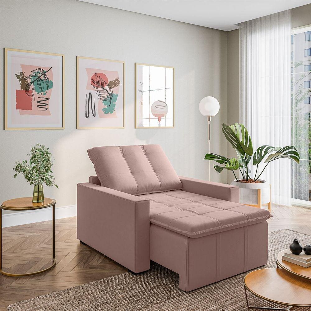 Poltrona Retrátil com Braço Reto Palmeira Cabecasa Madeiramadeira Rosa