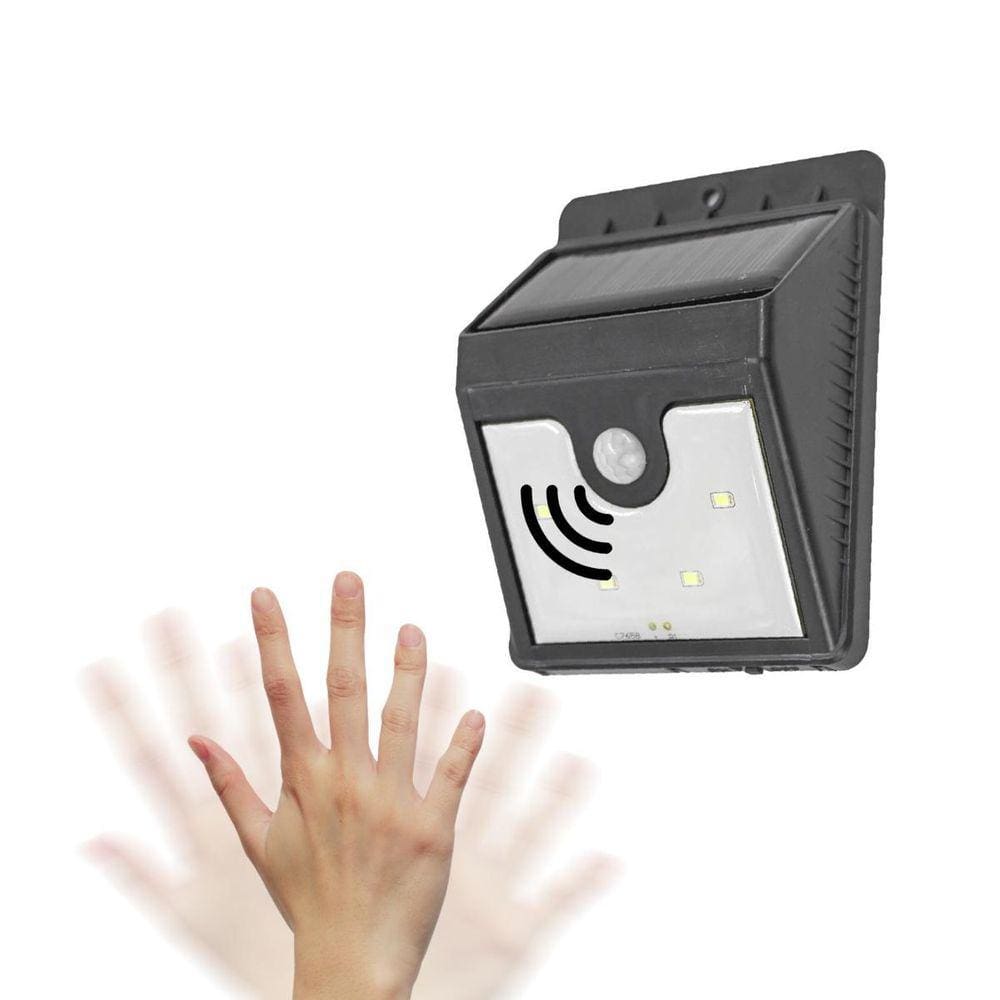 Luminária Parede - Painel Solar 4 Leds Sensor