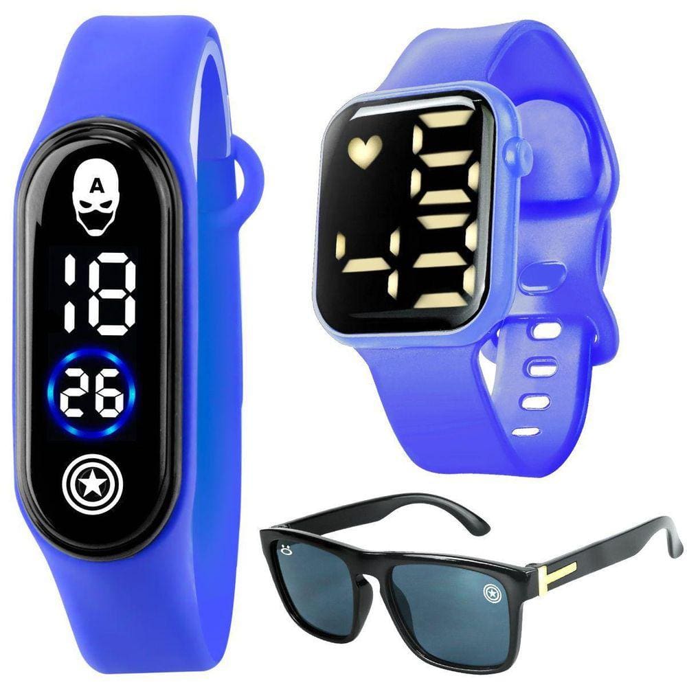 Relógio Infantil Digital Capitaoamerica + Oculos Proteção Uv