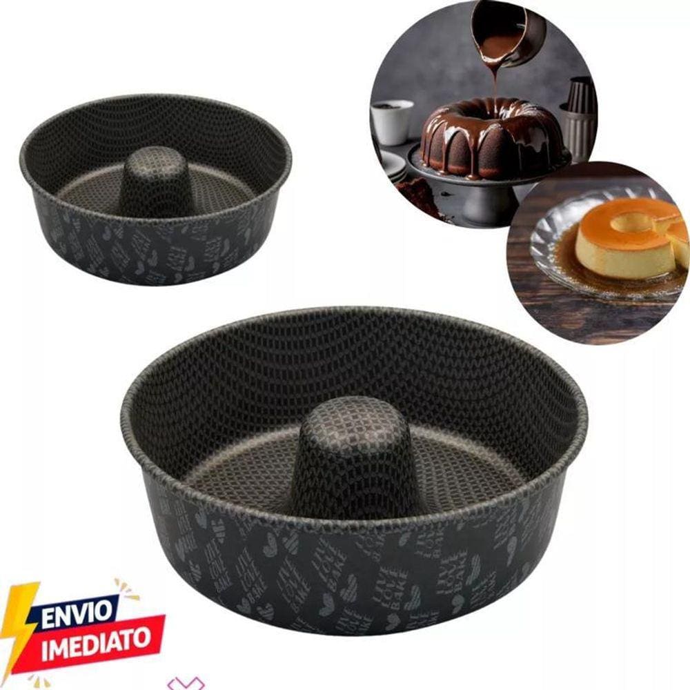 Forma Pudim Redonda 18Cm Vermelha Antiaderente Bolo Torta