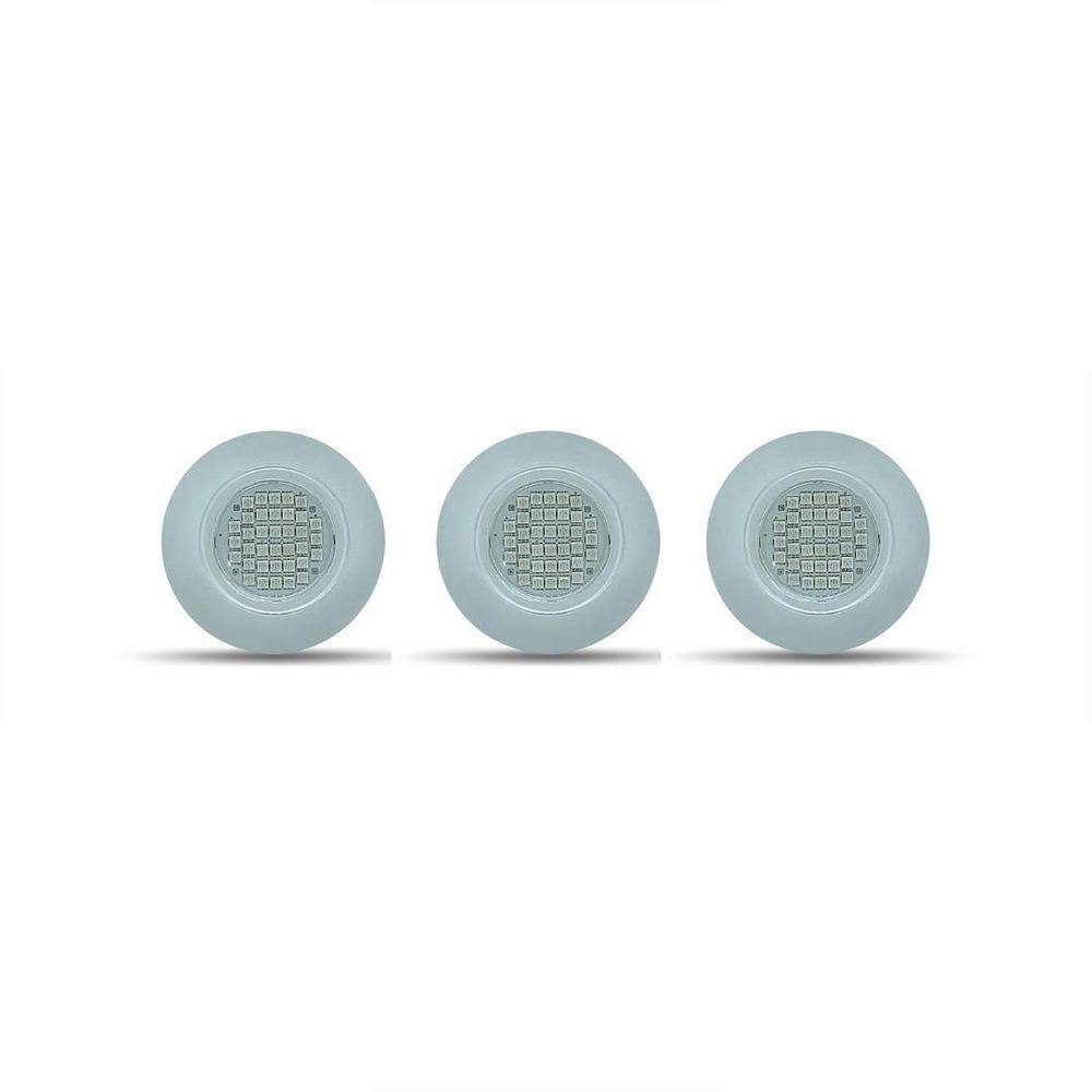 Kit Refletor De Led Para Piscinas 9W Rgb 3 Unidades