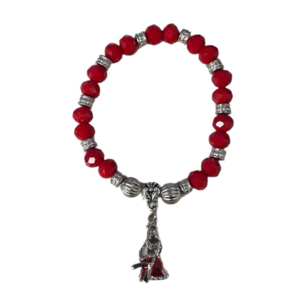 Pulseira Maria Navalha Imagem Vermelha Cristal e Silicone