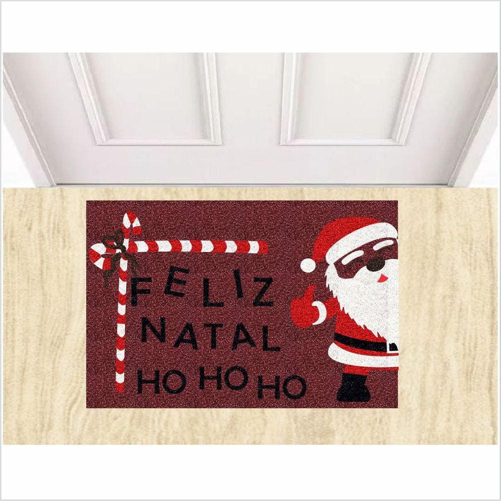Tapete Decoração Feliz natal Ho Ho Papai Noel 60X40 cm Bordo