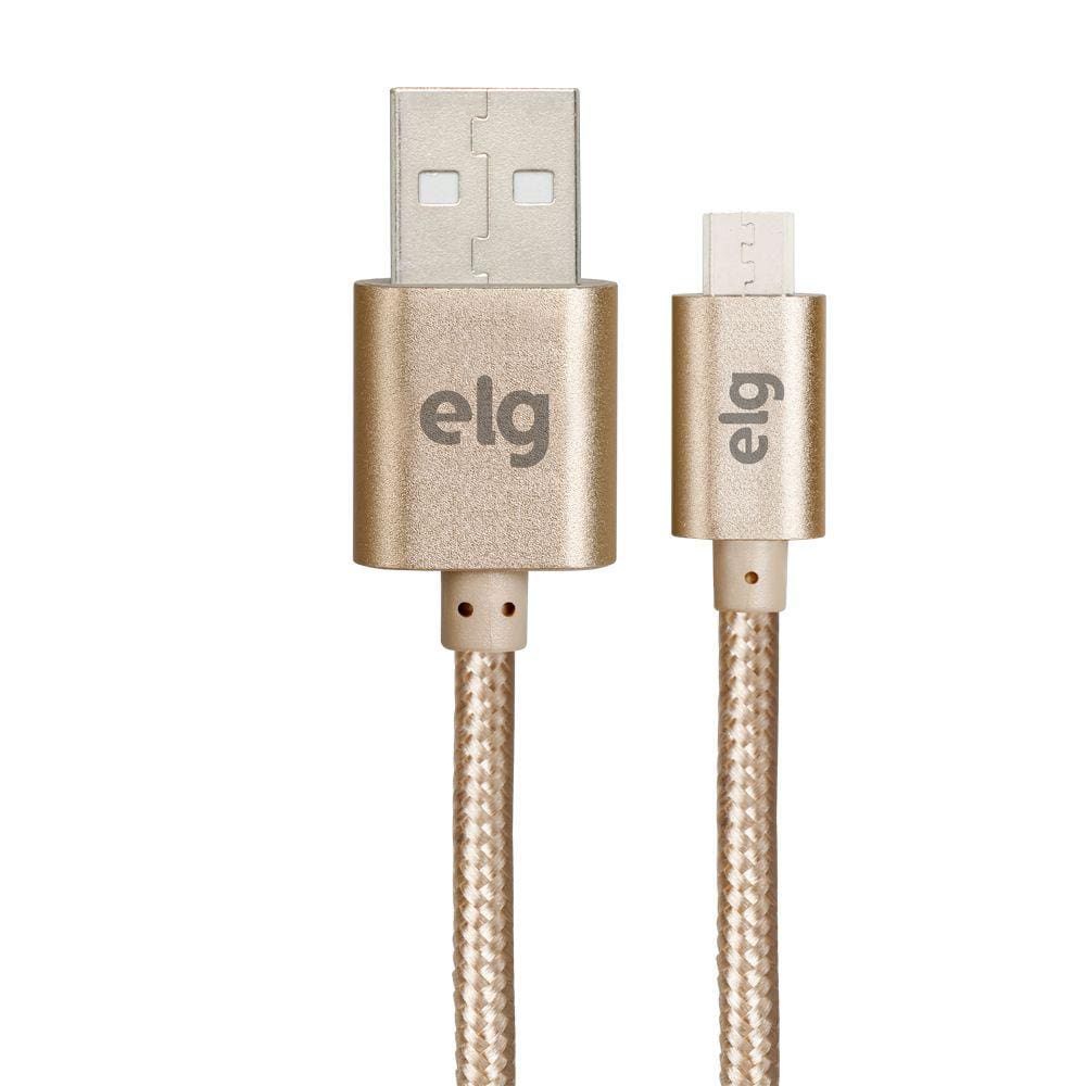 Cabo Micro Usb Revestido em Nylon Reforçado Dourado 1m - ELG