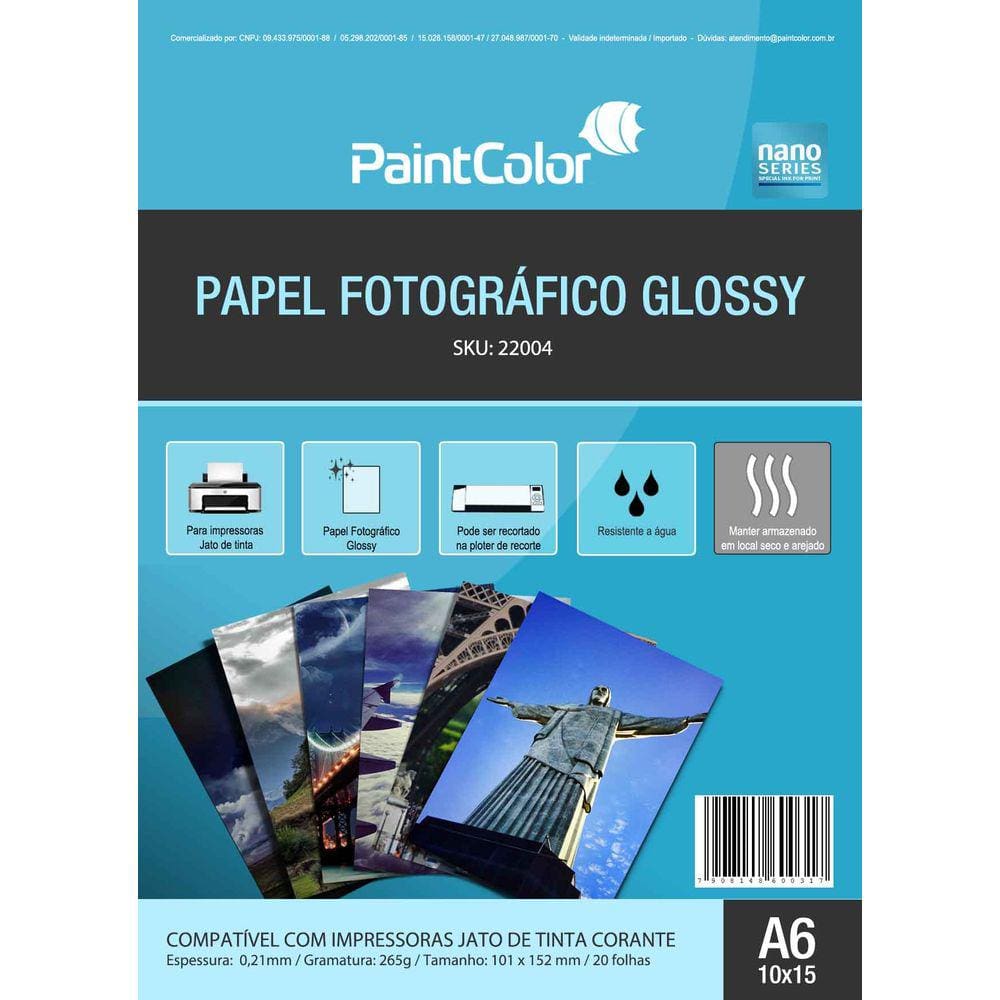 Papel Fotografico Glossy 265g 10x15cm - 20 Folhas