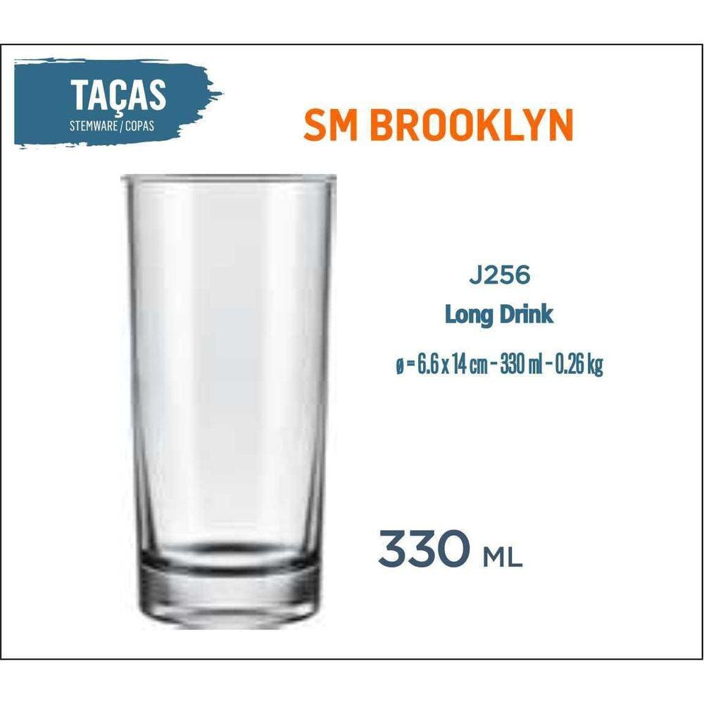 06 Copos Brooklyn 330Ml Cerveja Refrigerante Suco Batida