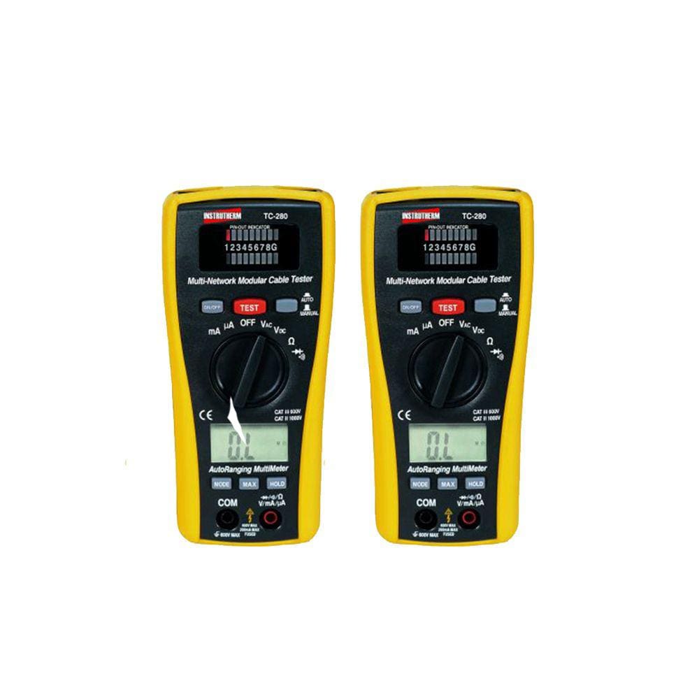 Kit 2 Testador Cabos Digital Ac Dc Rede Telefonia Multímetro Tc-280 Portátil Instrutherm