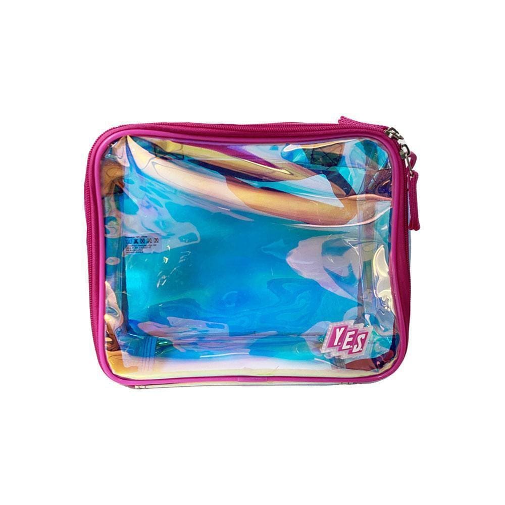 Bolsa Transparente Holográfica Com Alça Rosa Yes