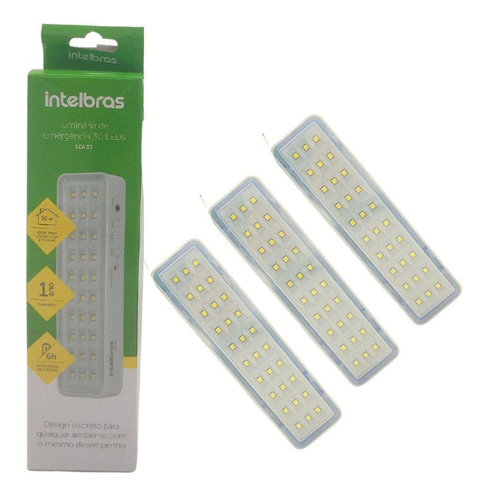 Kit 3 Lâmpada Luminária De Emergência Intelbras Led Bivolt