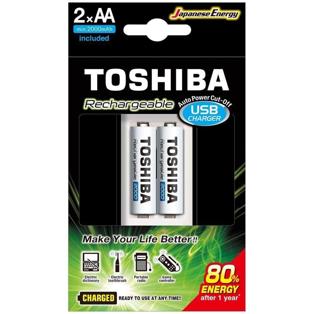 Carregador De Pilha Usb Tnhc-6gme2 Cb (c/2 Pilhas Aa 2000 Mah) Toshiba