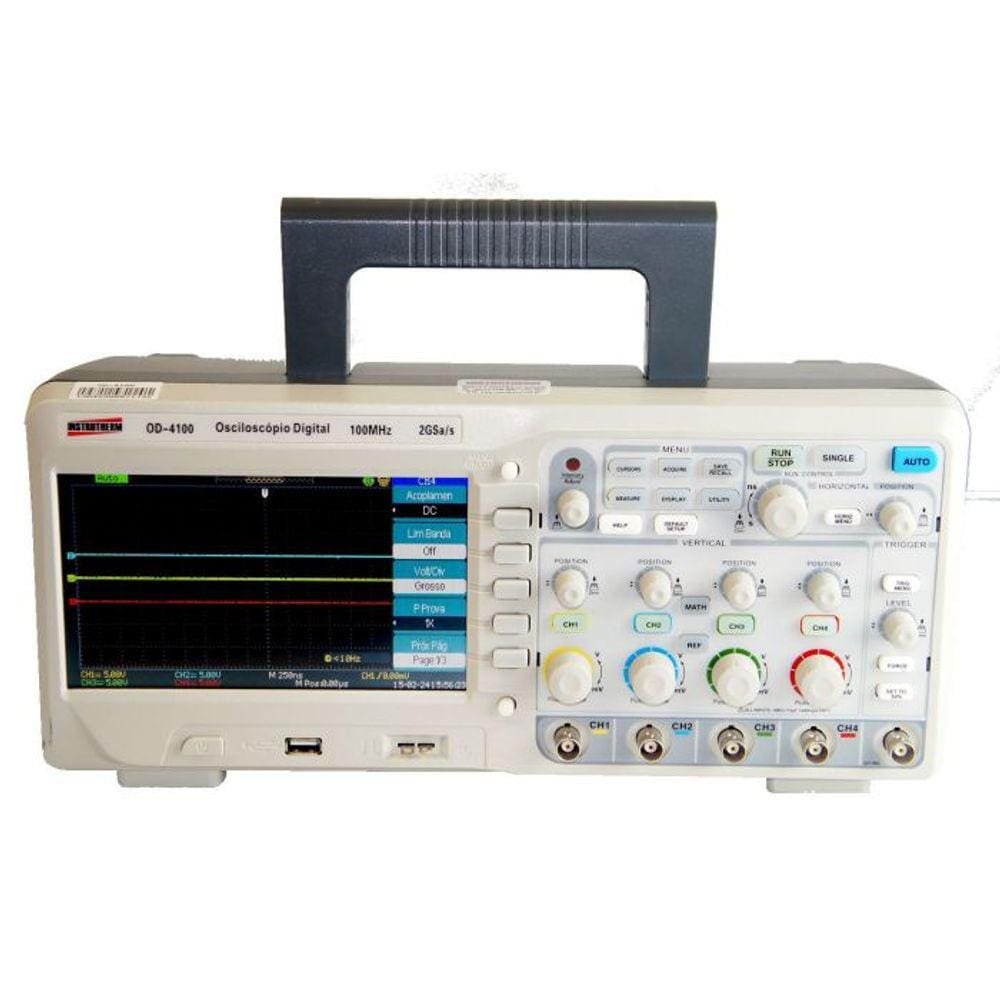 Osciloscópio Digital Multi-funções Usb Faixa 100MHz 4 Canais Rs-232 Software Od-4100 Portátil Instrutherm Certificado