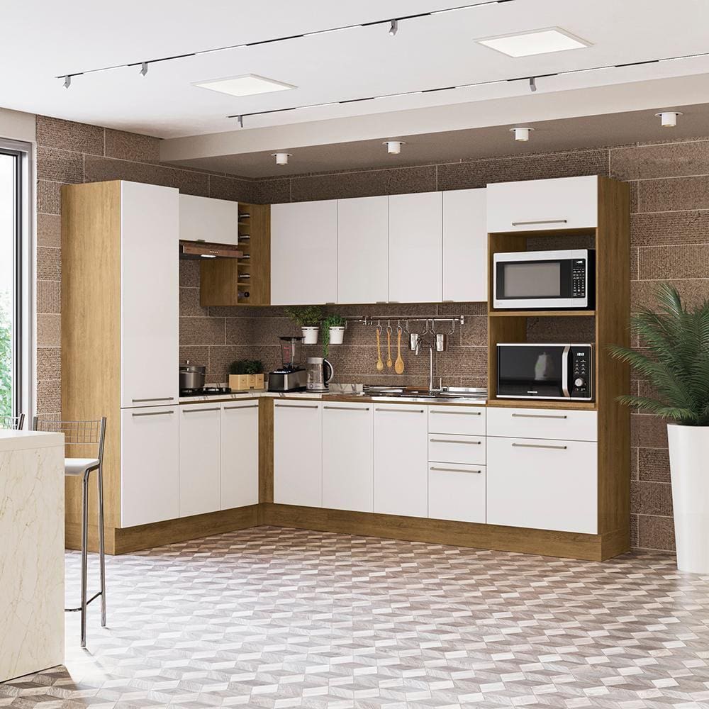 Cozinha Completa Suprema Freijó/Branco 10 Peças