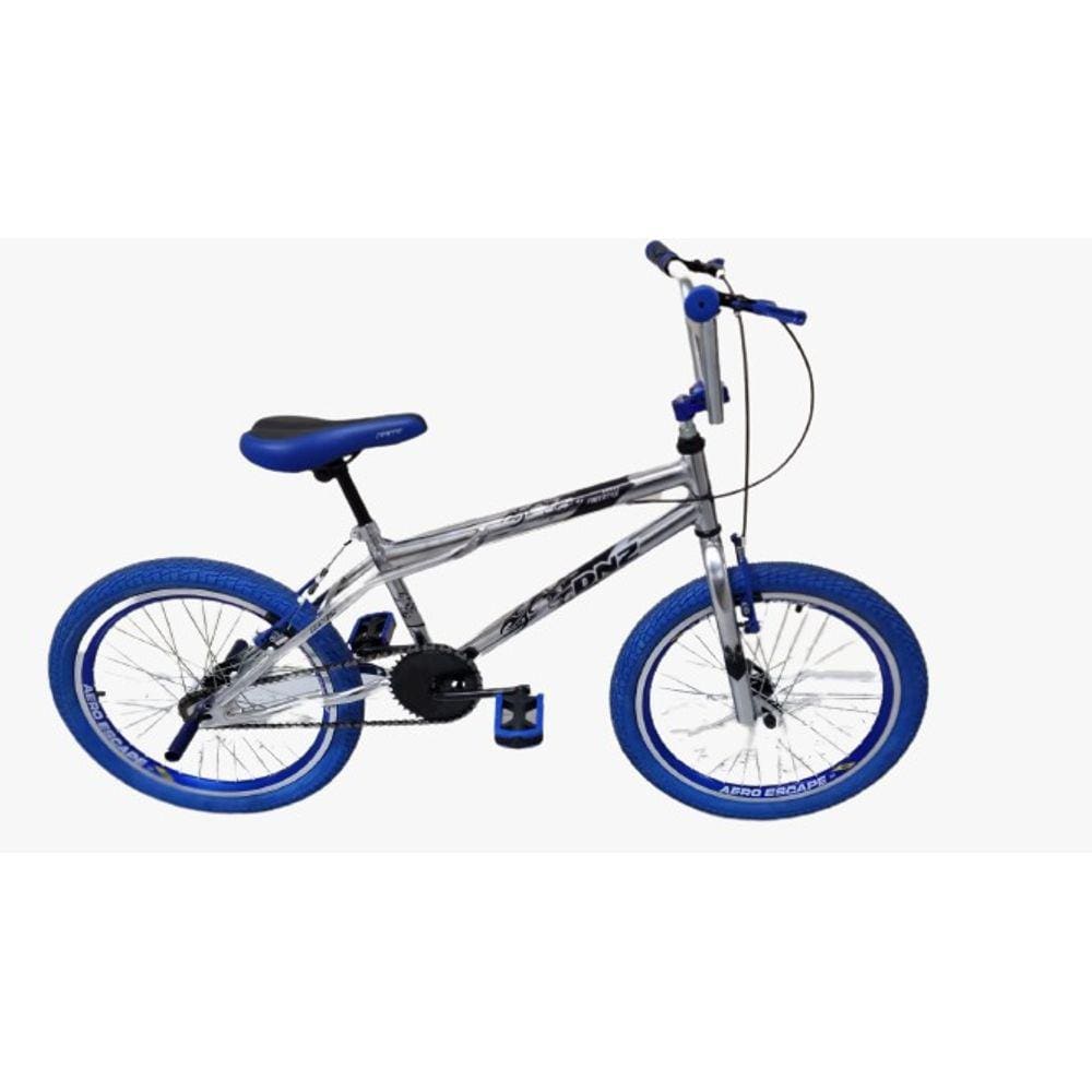 Bicicleta Freestyle Aro 20 Dnz Cromada Pneu azul