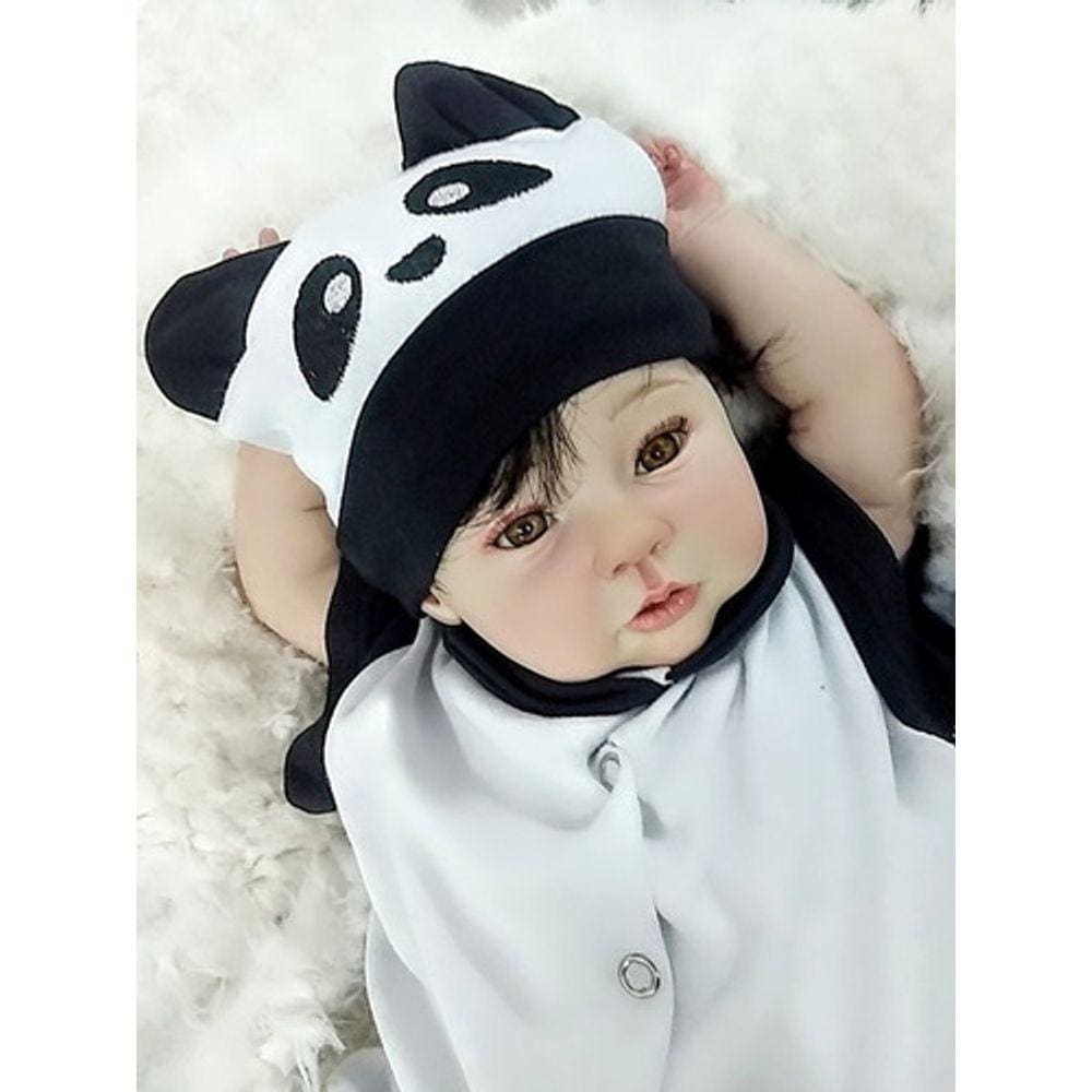 Bebê Reborn Menino Corpo Silicone Banho Enxoval Panda