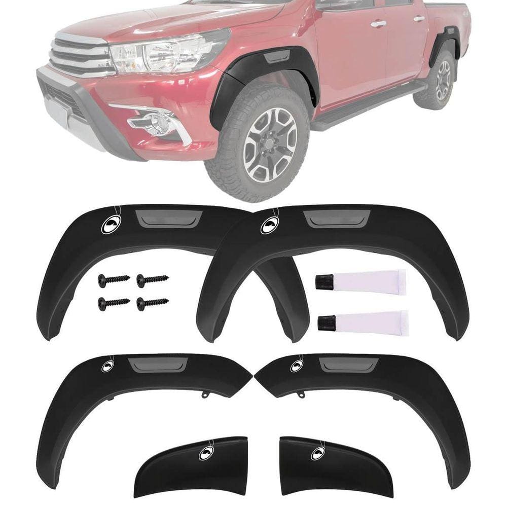 Jogo Alargador Lama Hilux 2016 Em Diante Preto Adesivo Cinza