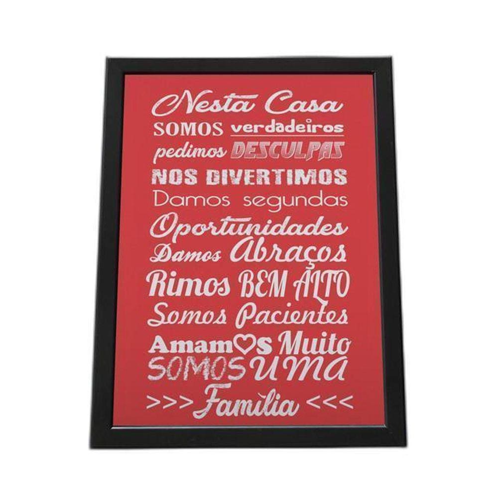 Quadro Com Moldura Nessa Casa Frase Vermelho Familia