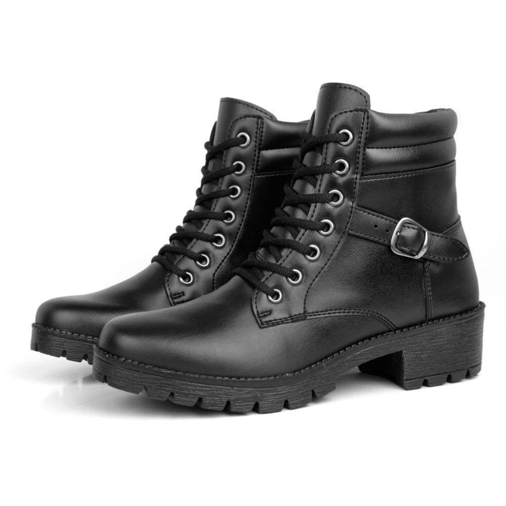 Bota Feminina Tratorada Cano Curto Salto Baixo