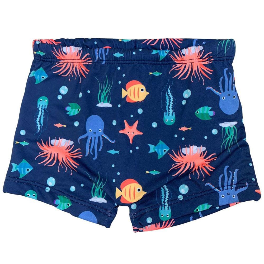 Sunga Infantil Uv Peixes Fundo Do Mar Proteção FIltro Solar