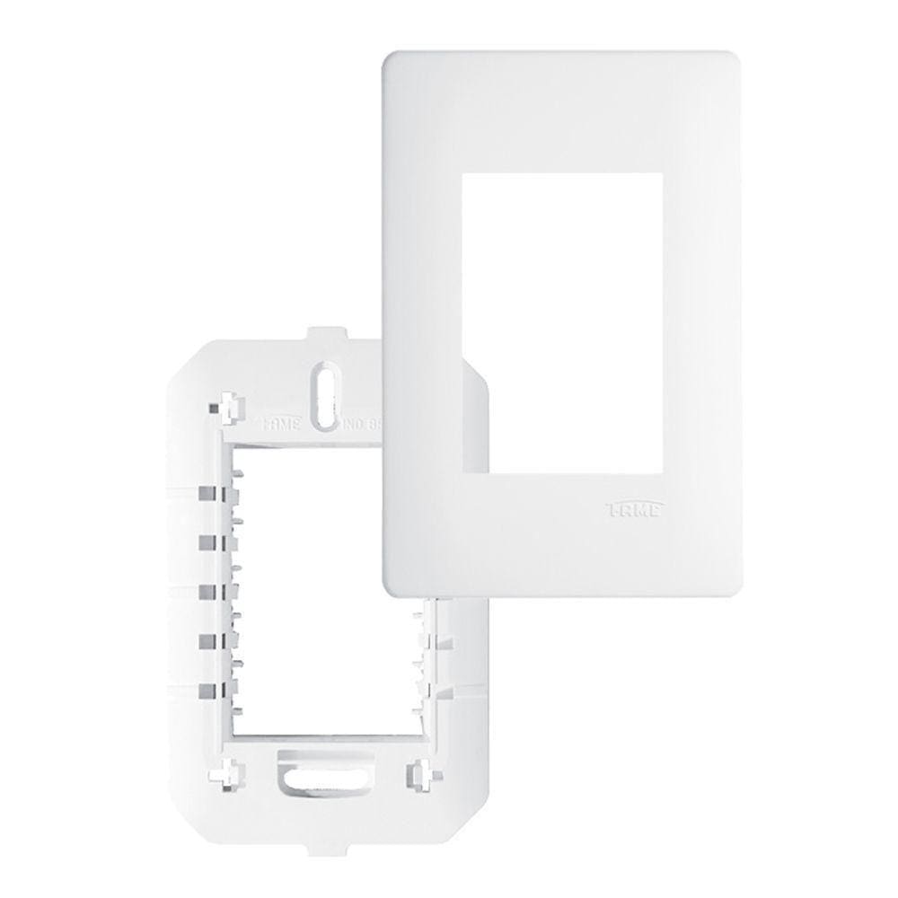 Placa Com Suporte Fame Habitat 4x2 Para 3 Módulos Horizontais Branco