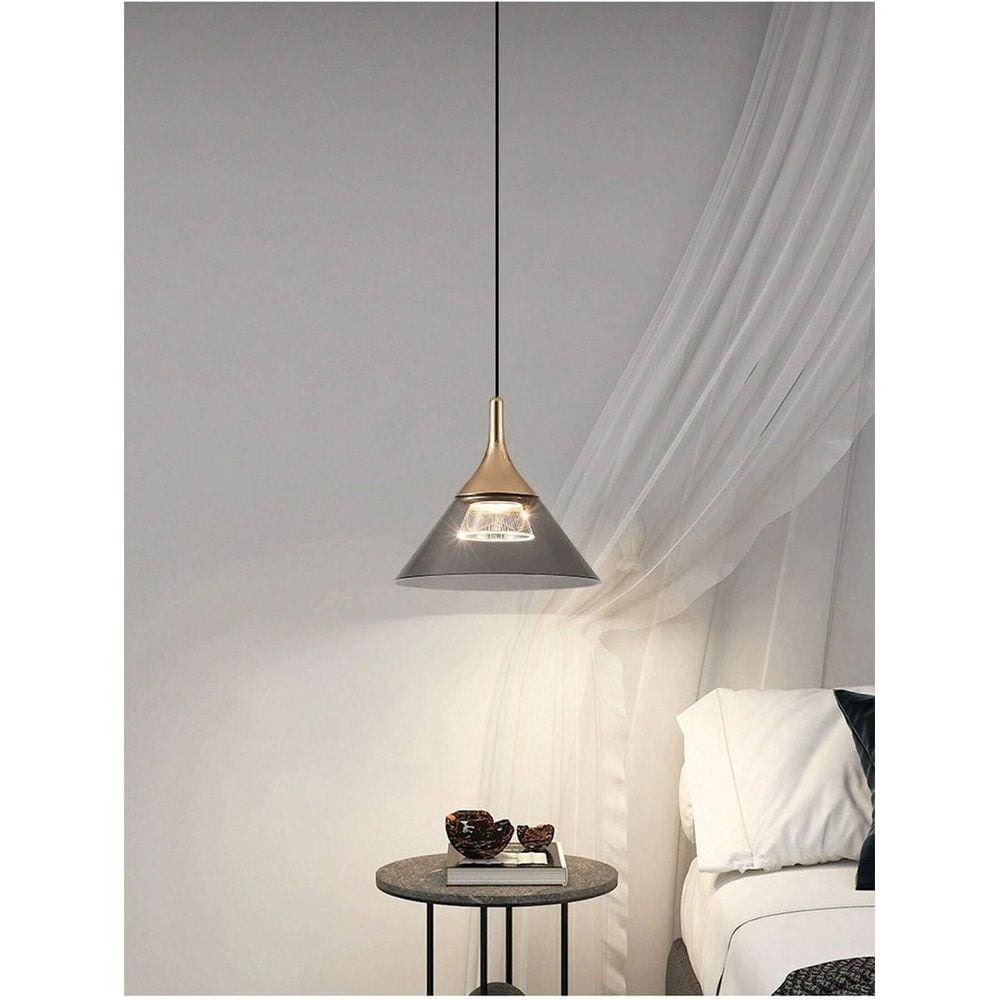 Pendente Fumê e Dourado 19cm Led 7W 3000K Bivolt