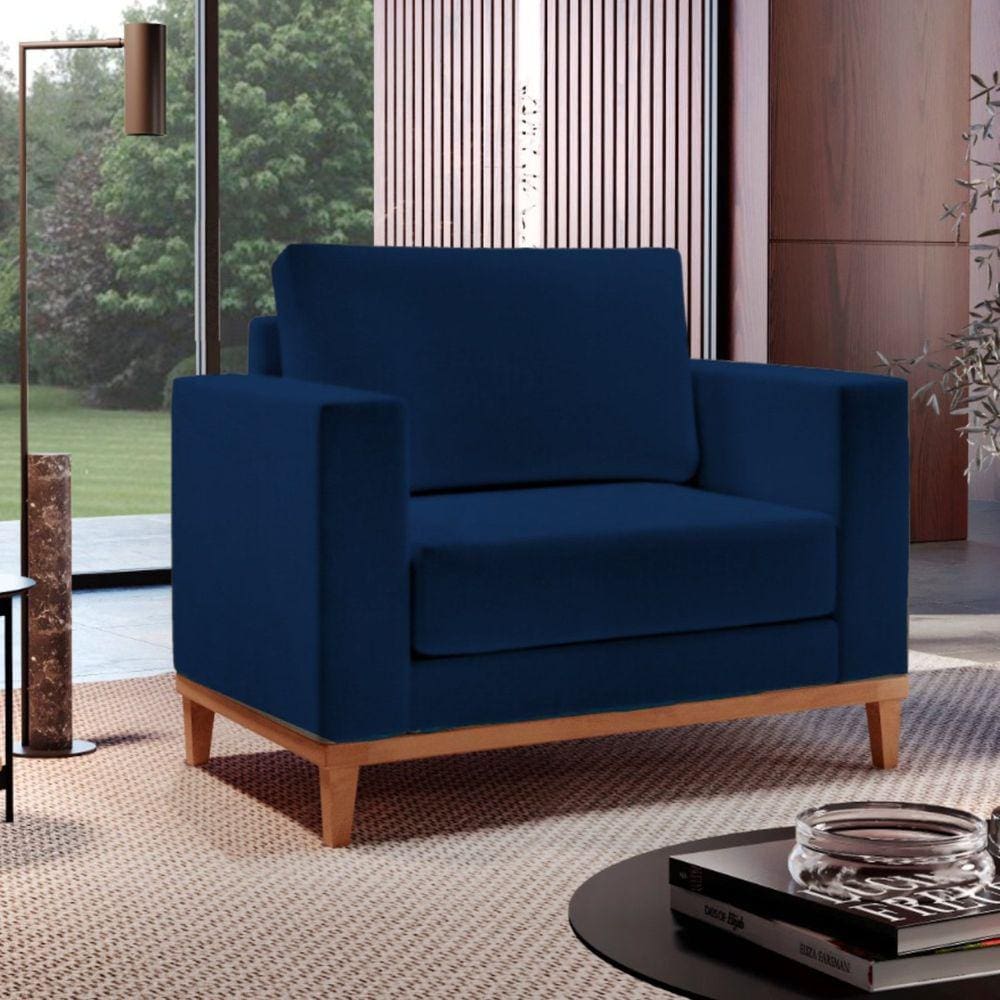 Poltrona para Sala de Estar Emily Yescasa Veludo Azul