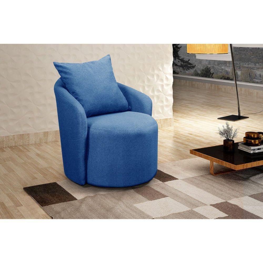 Poltrona Decorativa para Sala de Estar Redonda Califórnia Azul