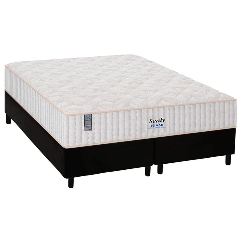 Cama Box King: Colchão Molas Plumatex MasterPocket Ensacadas Miami + Base CRC Courano Black(193x203)
