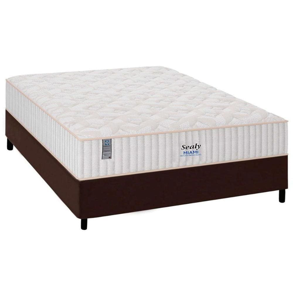 Cama Box Casal: Colchão Molas Ensacadas Plumatex MasterPocket Miami + Base CRC Courano Brown(138x188)