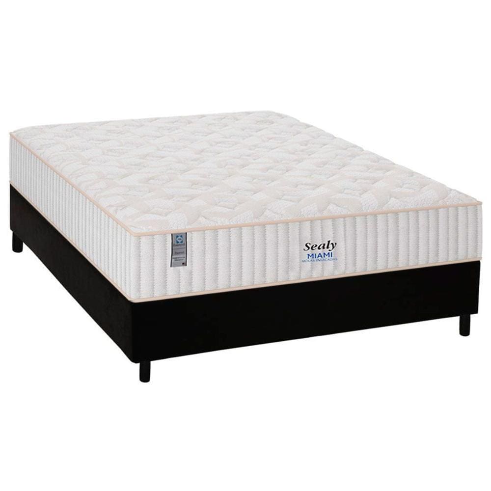 Cama Box Casal: Colchão Molas Ensacadas Plumatex MasterPocket Miami + Base CRC Courano Black(138x188)