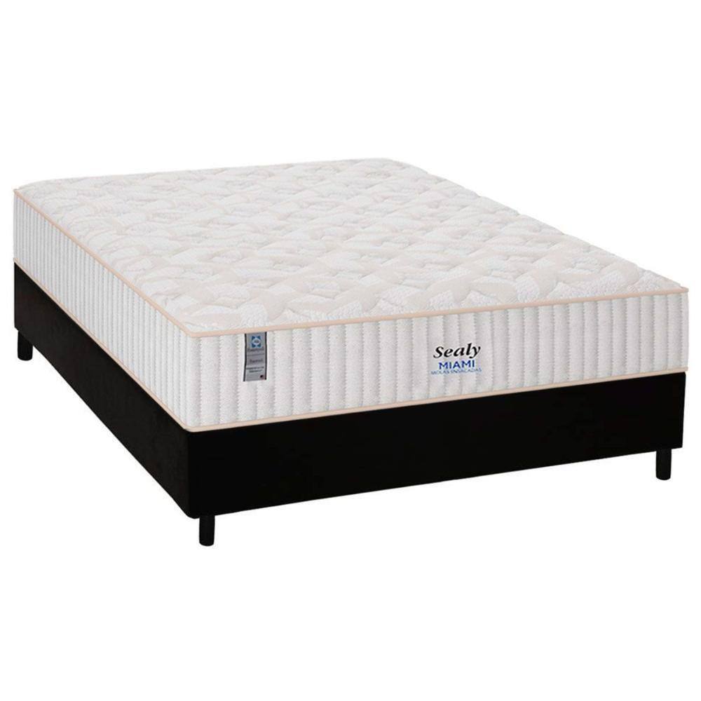 Cama Box Casal: Colchão Molas Plumatex MasterPocket Ensacadas Miami + Base CRC Courano Black(138x188)
