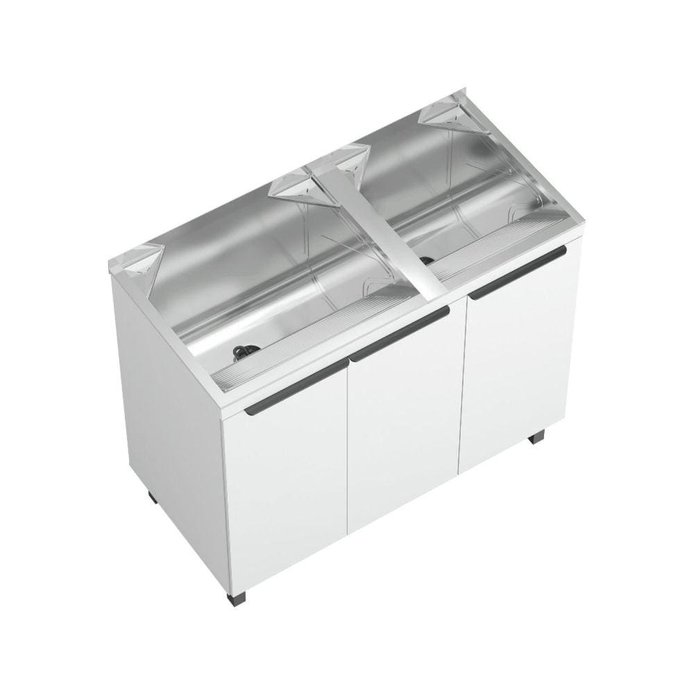 Kit Lavanderia Duplo com Balcao Branco - 114 Litros Branco