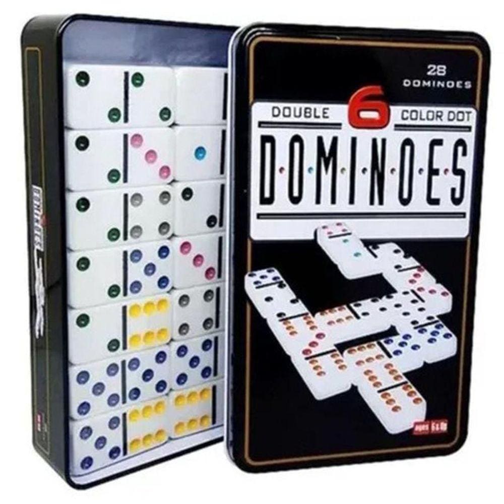 Jogo Dominó Profissional Estojo Com 28 Peças Caixa De Metal