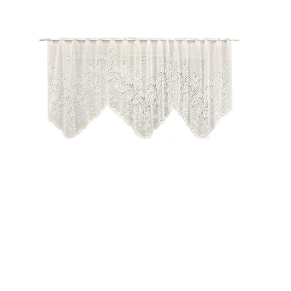 Cortina Bando Renda Cascata Cozinha Tulipa Bege 2,65X1,00