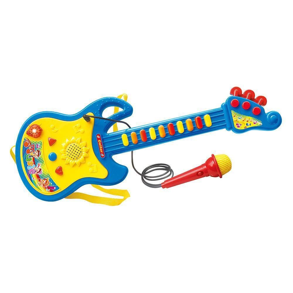 Guitarra Com Microfone Azul Dmt5379 Dm Toys