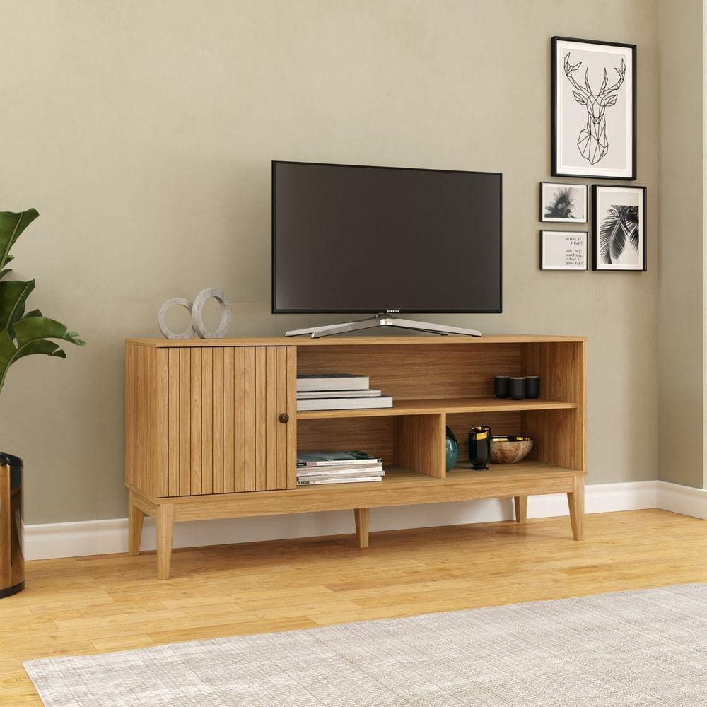 Rack para Tv até 50 Polegadas 1 Porta Linha Riscado Mel/ Mel