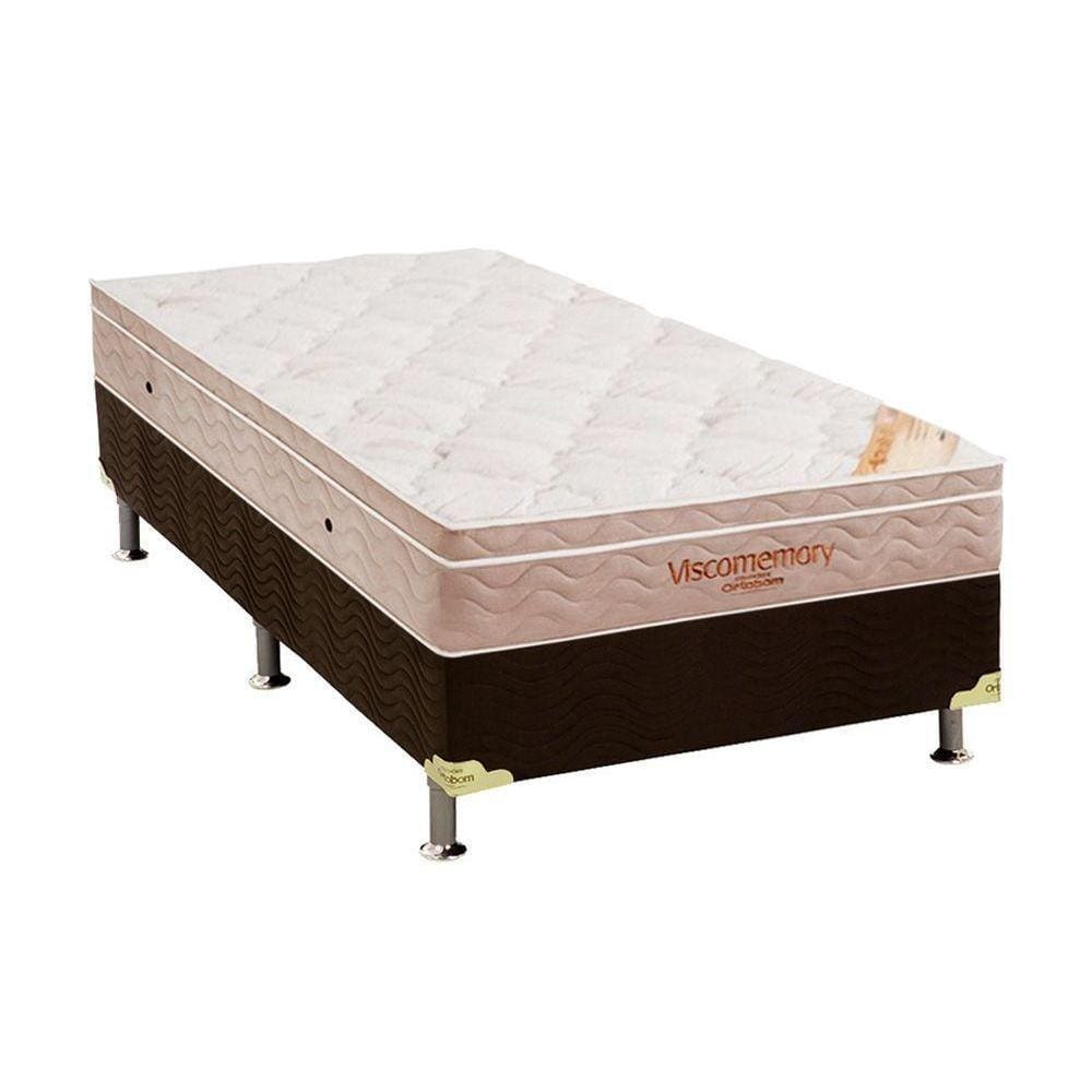 Cama Box Solteiro: Colchão Espuma Ortobom SuperPocket Apollo Viscomemory + Box Suede Brown(88x188)