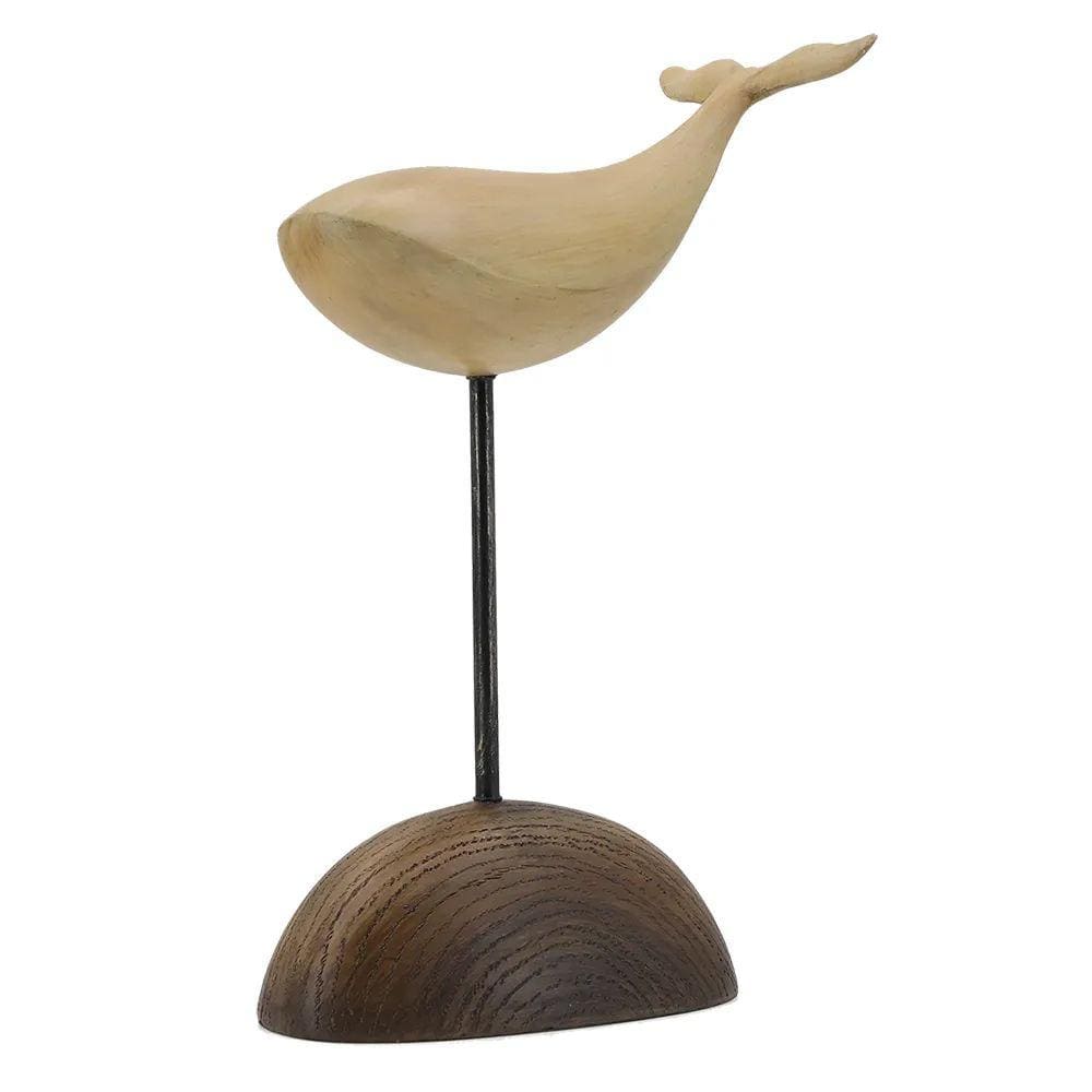 Escultura Decorativa Baleia em Resina Estilo Madeira 30cm SS0277 BTC
