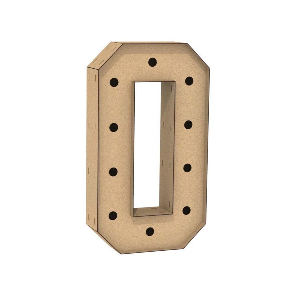 Número 0 Letra Caixa Grande Mdf 90Cm Altura Furo Iluminação