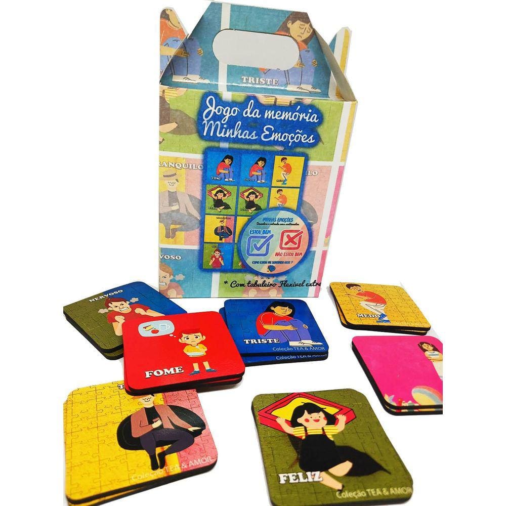 Super Jogo Da Memória Emoções 7 Pares Autistas Tabuleiro