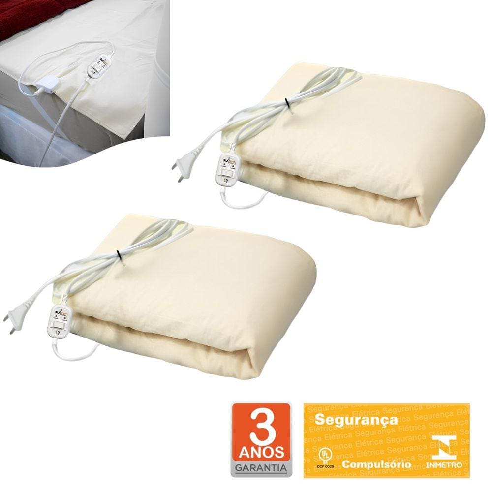 Kit 2 Lençol Térmico Solteiro 88x188cm Elétrico Tradicional 2 Temperaturas - Sulterm