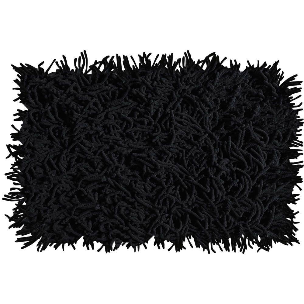 Tapete De Banheiro Algodão Retangular Vizapi Thane 50X80Cm Preto