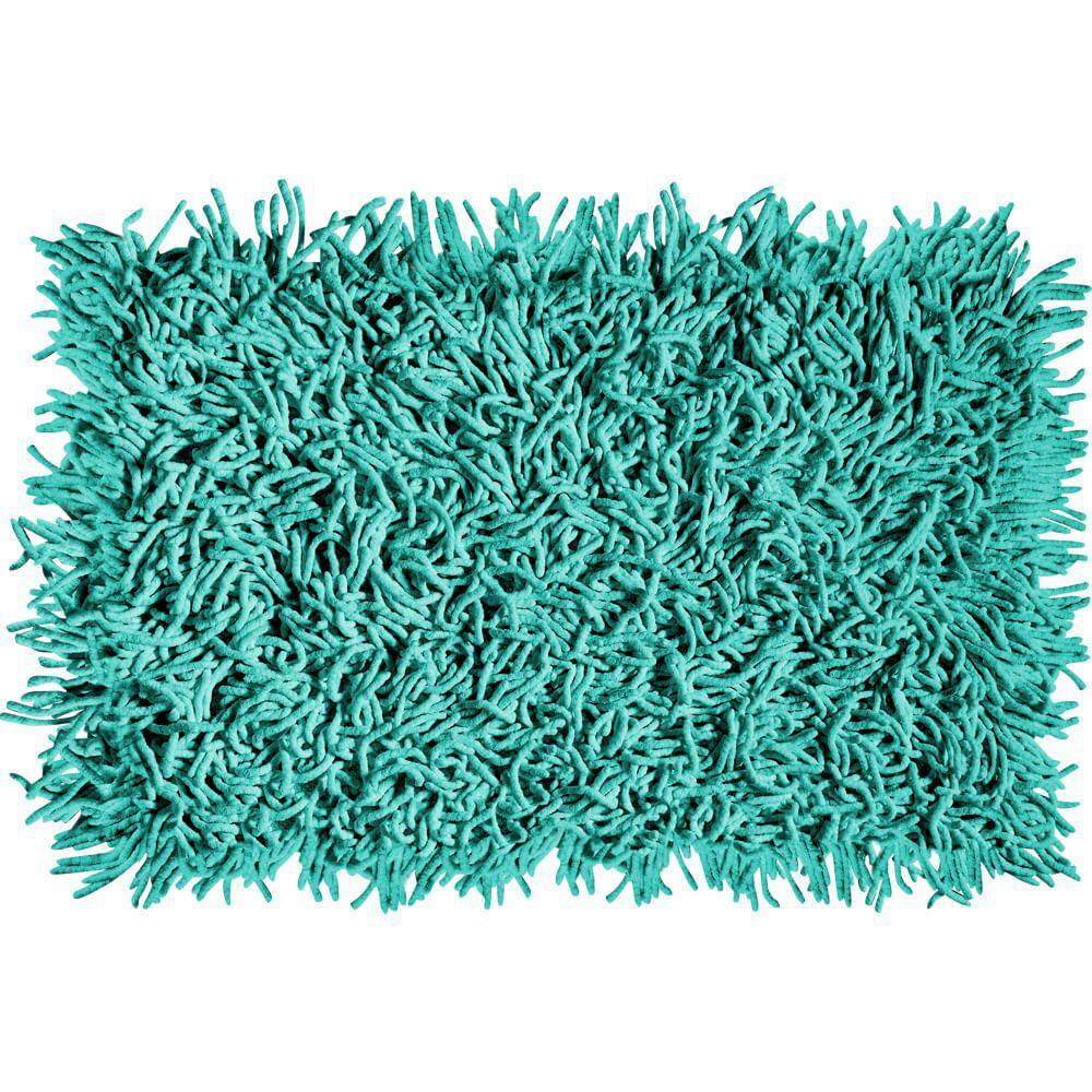 Tapete De Banheiro Quarto Corredor Algodão Retangular Vizapi Thane 70X120Cm Azul Antilha