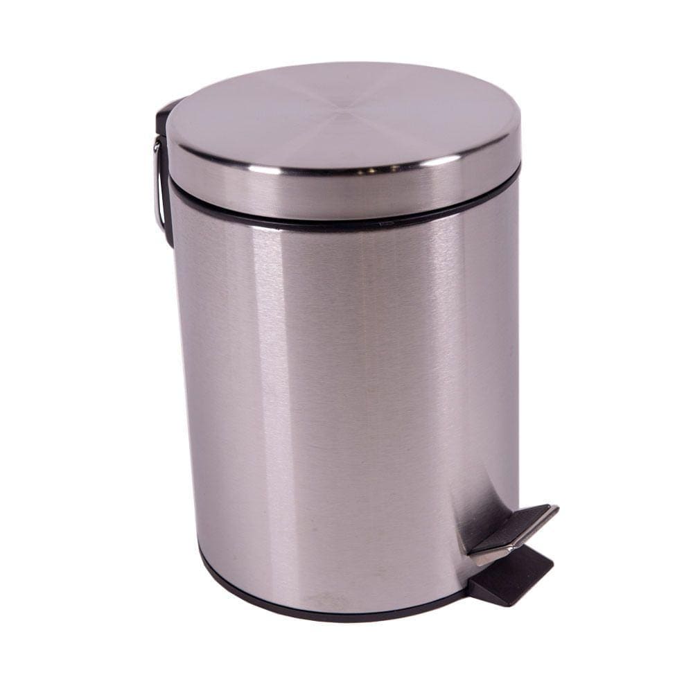 Lixeira de Aço Inox Com Pedal Balde Removível Tampa Com Fechamento Suave Vizapi Platinium 5 L
