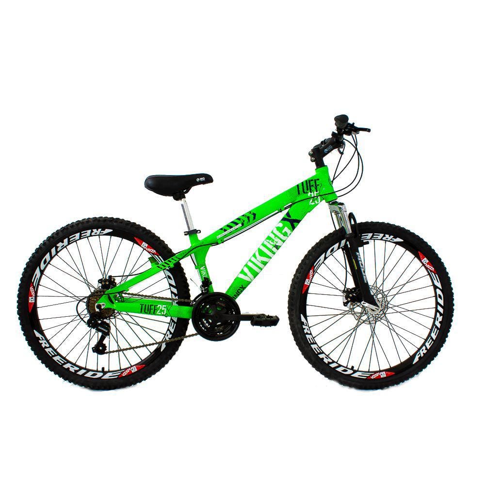 Bicicleta Viking X TUFF25/30 Freeride Aro 26 Freio a Disco 21 Velocidades Cambios Shimano Verde Neon