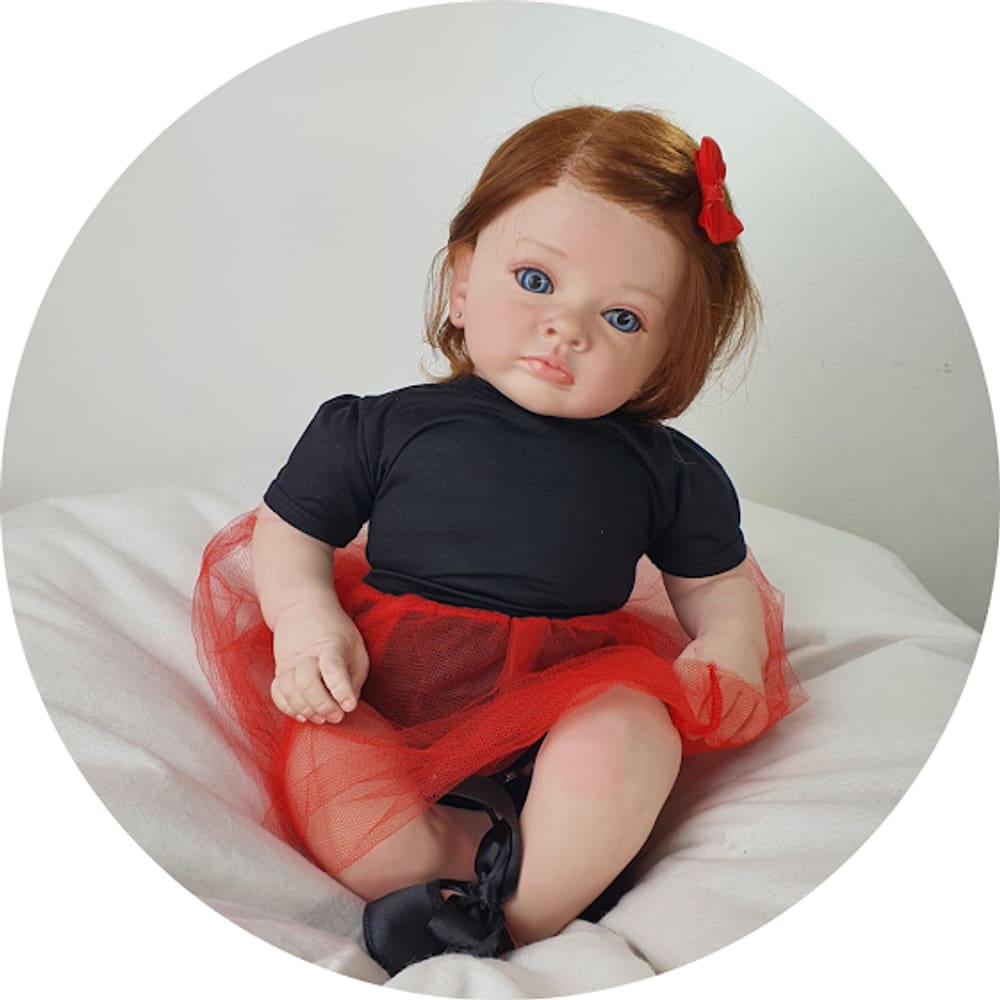 Boneca Reborn Menina Ruiva Olhos Azuis Realista Com Oculos