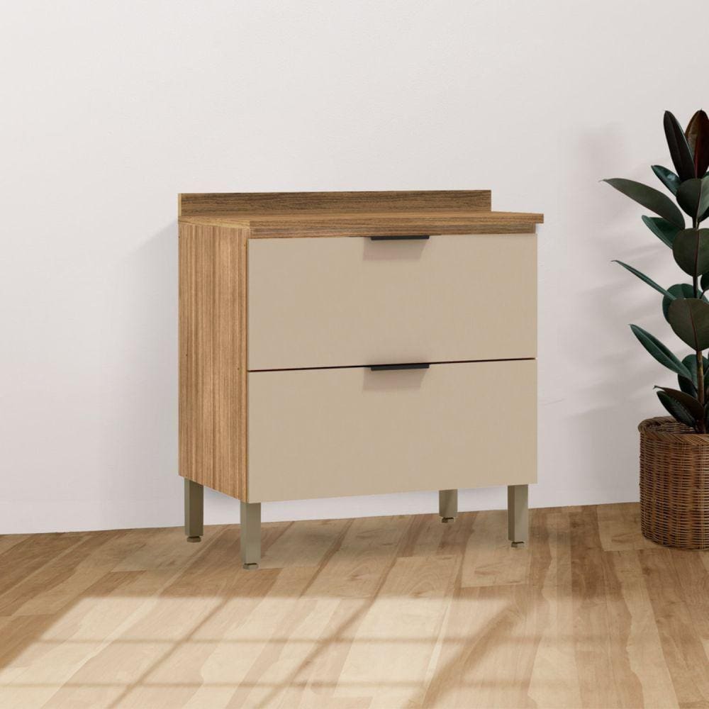 Balcão 800 1 Basculante 1 Gaveta com Tampo Viv Aluminum Freijó/Vanilla