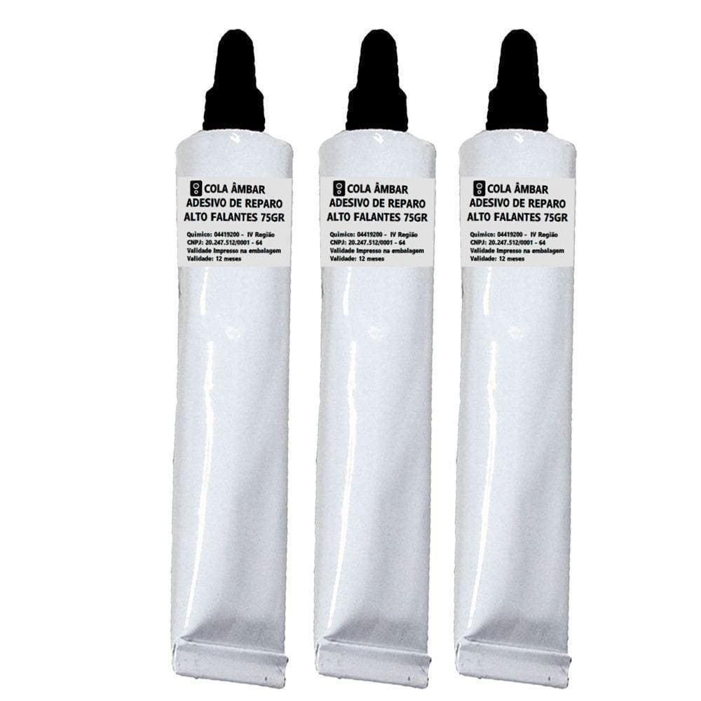 Kit 3 Adesivo De Contato Cola Reparo Alto Falantes Ambar 75G