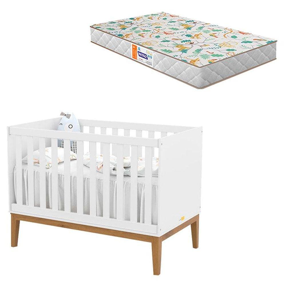 Berço Americano Unique Branco Soft Eco Wood com Colchão Gazin - Matic